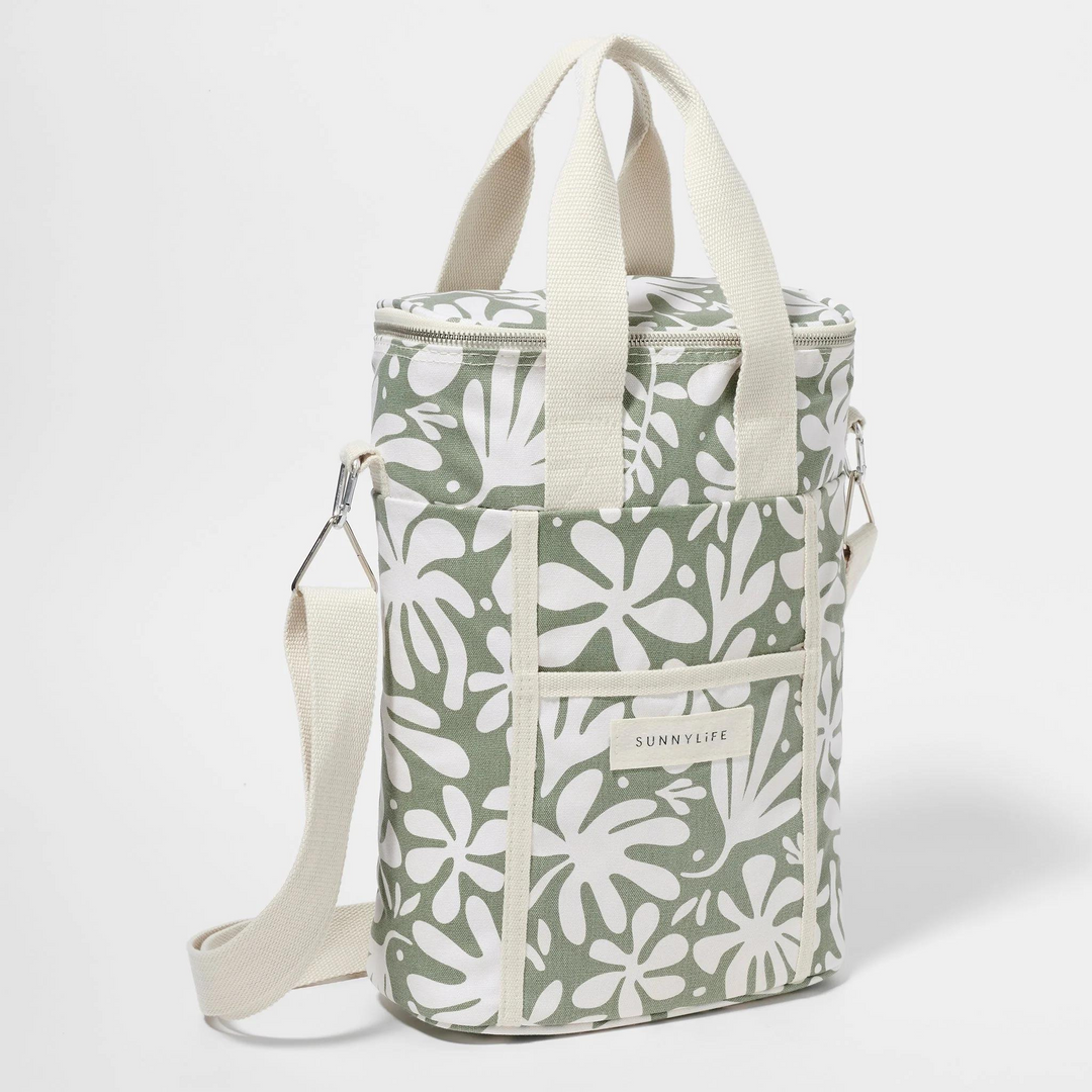 Sunnylife Canvas Drinks Cooler Bag The Vacay Olive | Merchants Homewares