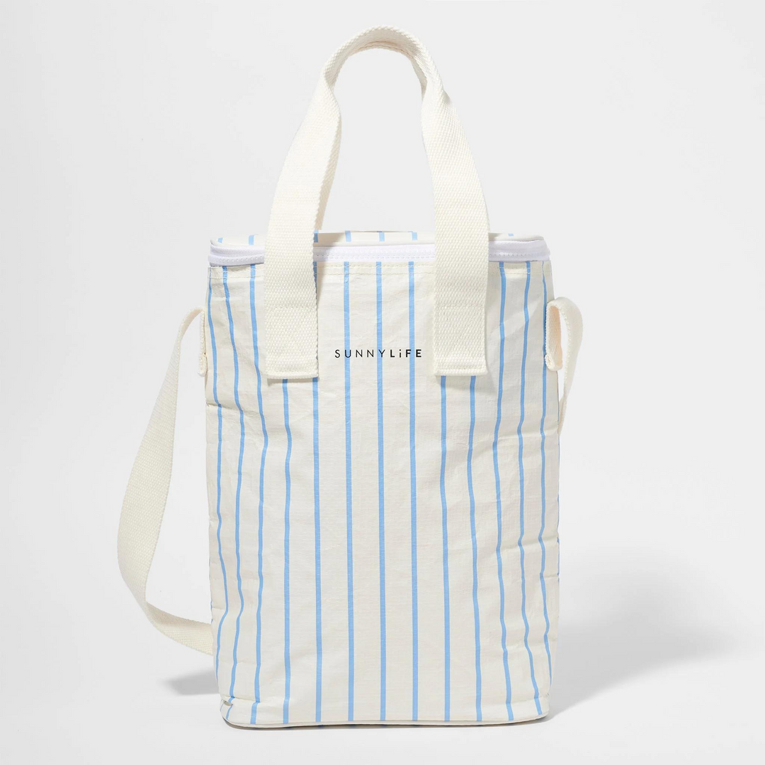 Sunnylife Drinks Cooler Bag Le Weekend Mid Blue-Cream | Merchants Homewares