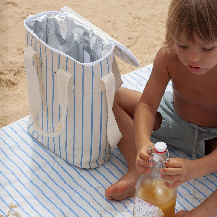 Sunnylife Drinks Cooler Bag Le Weekend Mid Blue-Cream Lifestyle | Merchants Homewares