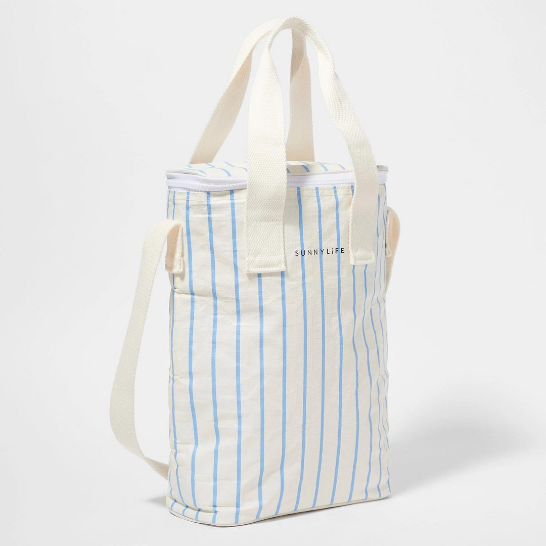 Sunnylife Drinks Cooler Bag Le Weekend Mid Blue-Cream | Merchants Homewares