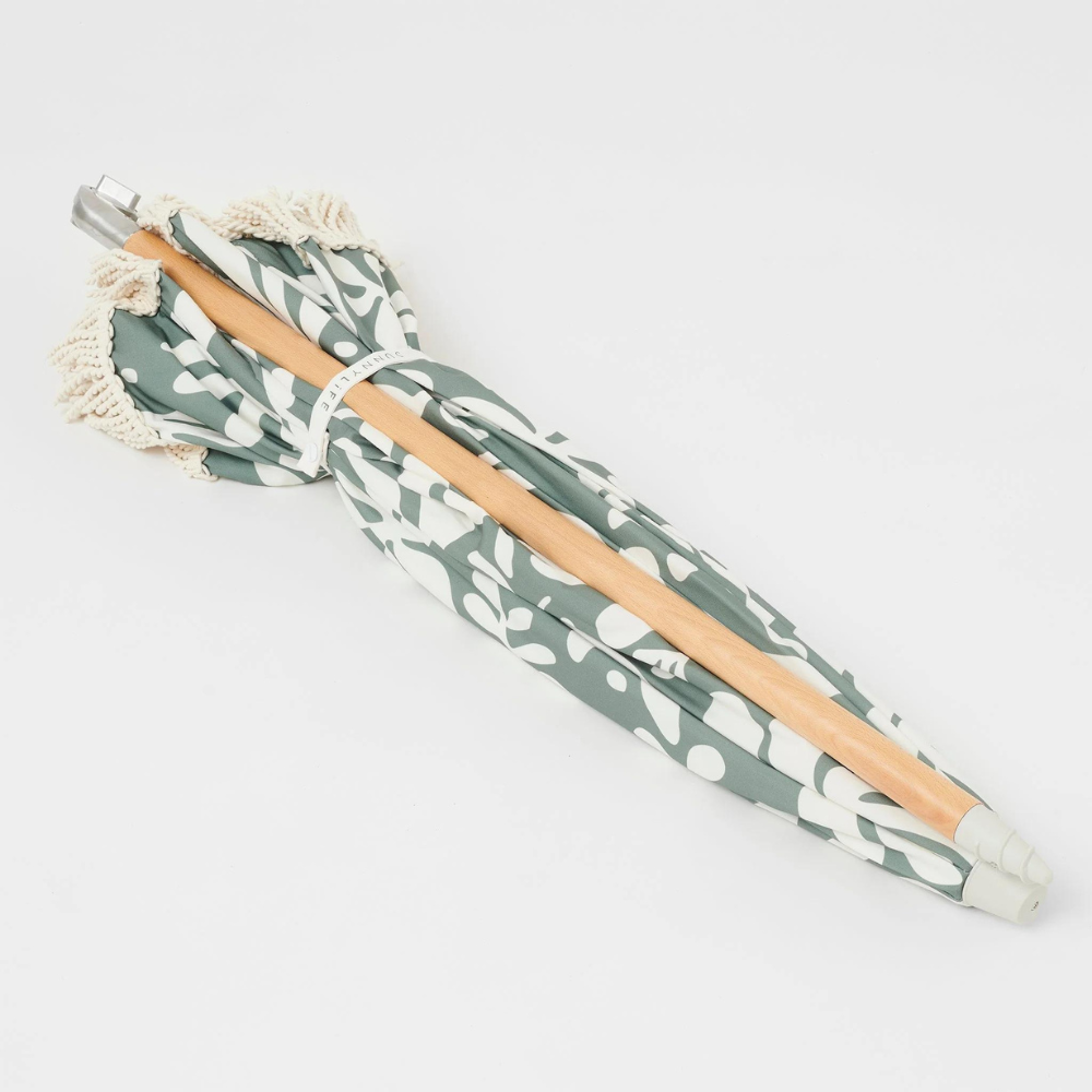 Sunnylife Luxe Beach Umbrella The Vacay Olive | Merchants Homewares