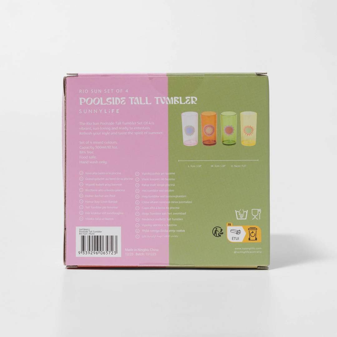Sunnylife Poolside Tall Tumbler Rio Sun Multi Packaged | Merchants Homewares