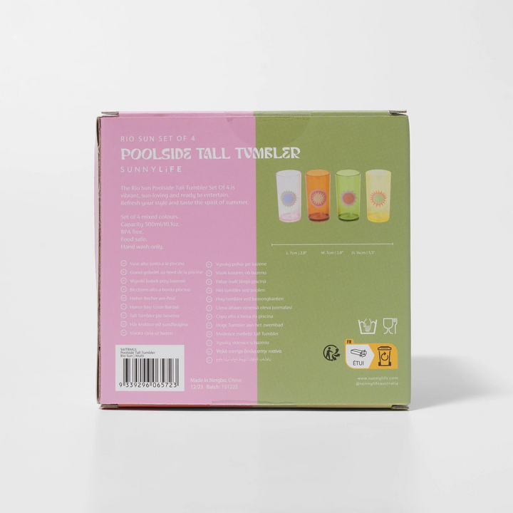 Sunnylife Poolside Tall Tumbler Rio Sun Multi Packaged | Merchants Homewares