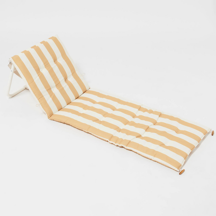 Sunnylife Reclining Beach Chair Mango Bay Golden Mustard Stripe | Merchants Homewares