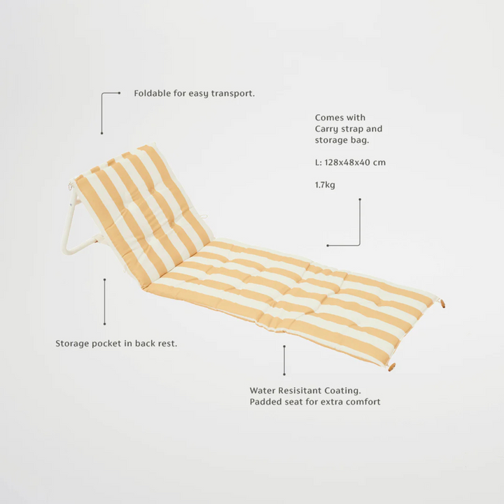 Sunnylife Reclining Beach Chair Mango Bay Golden Mustard Stripe | Merchants Homewares
