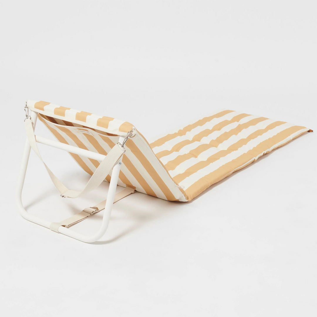Sunnylife Reclining Beach Chair Mango Bay Golden Mustard Stripe | Merchants Homewares