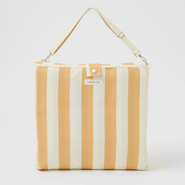 Sunnylife Reclining Beach Chair Mango Bay Golden Mustard Stripe | Merchants Homewares