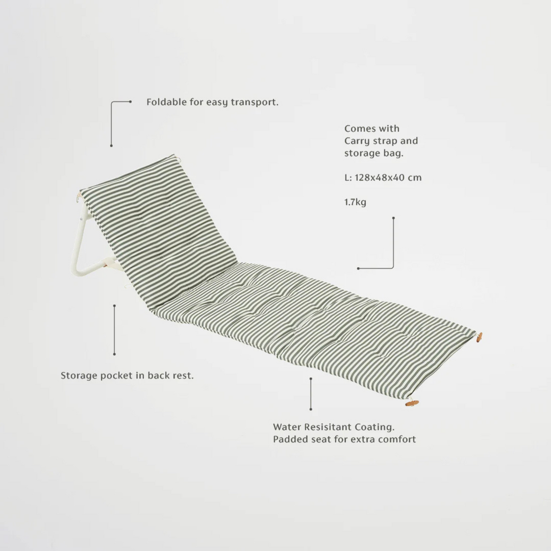 Sunnylife Reclining Beach Chair The Vacay Olive | Merchants Homewares