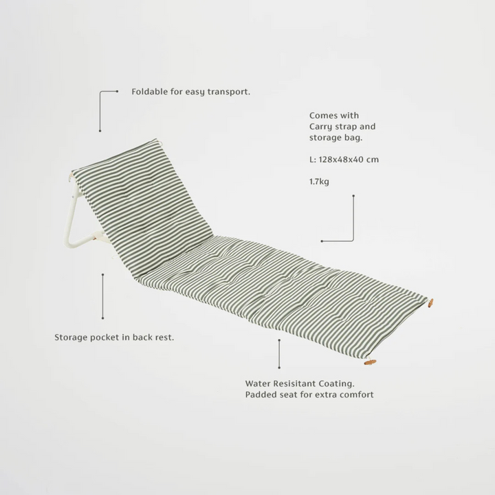 Sunnylife Reclining Beach Chair The Vacay Olive | Merchants Homewares
