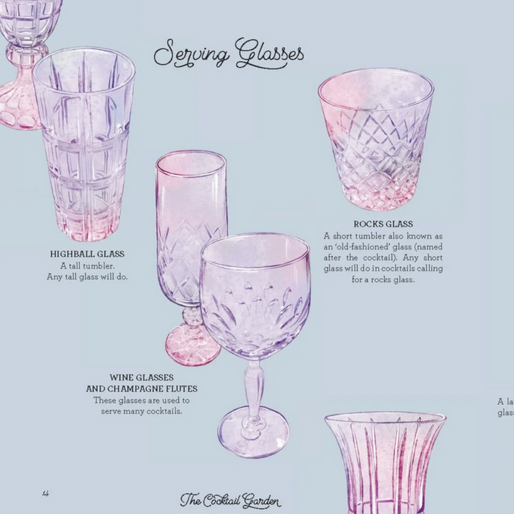 Harper Collins The Cocktail Garden Book Serving Glasses Illustration | Merchants Homewares