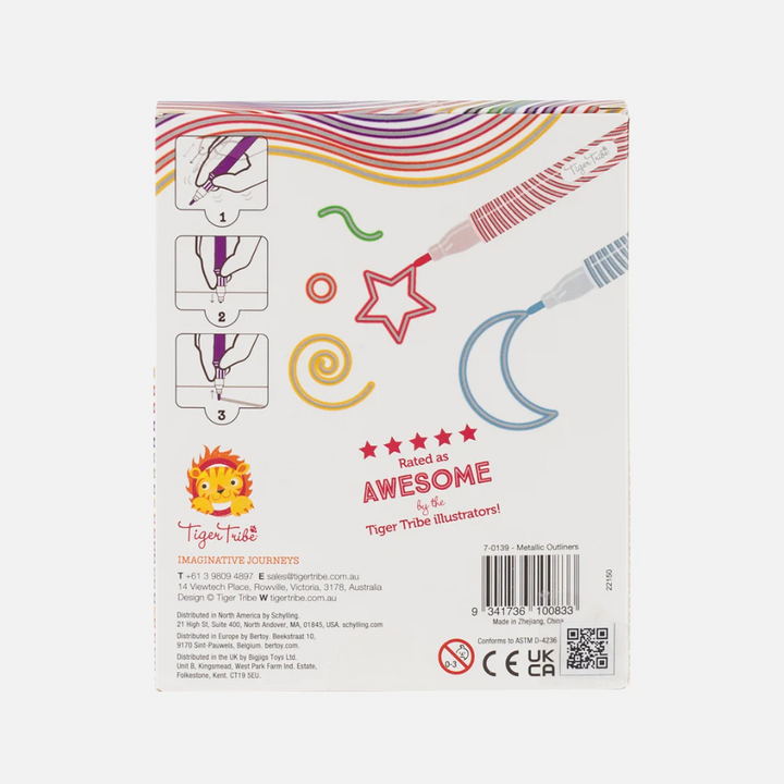 Tiger Tribe Metallic Outliners Packaging Back | Merchants Homewares