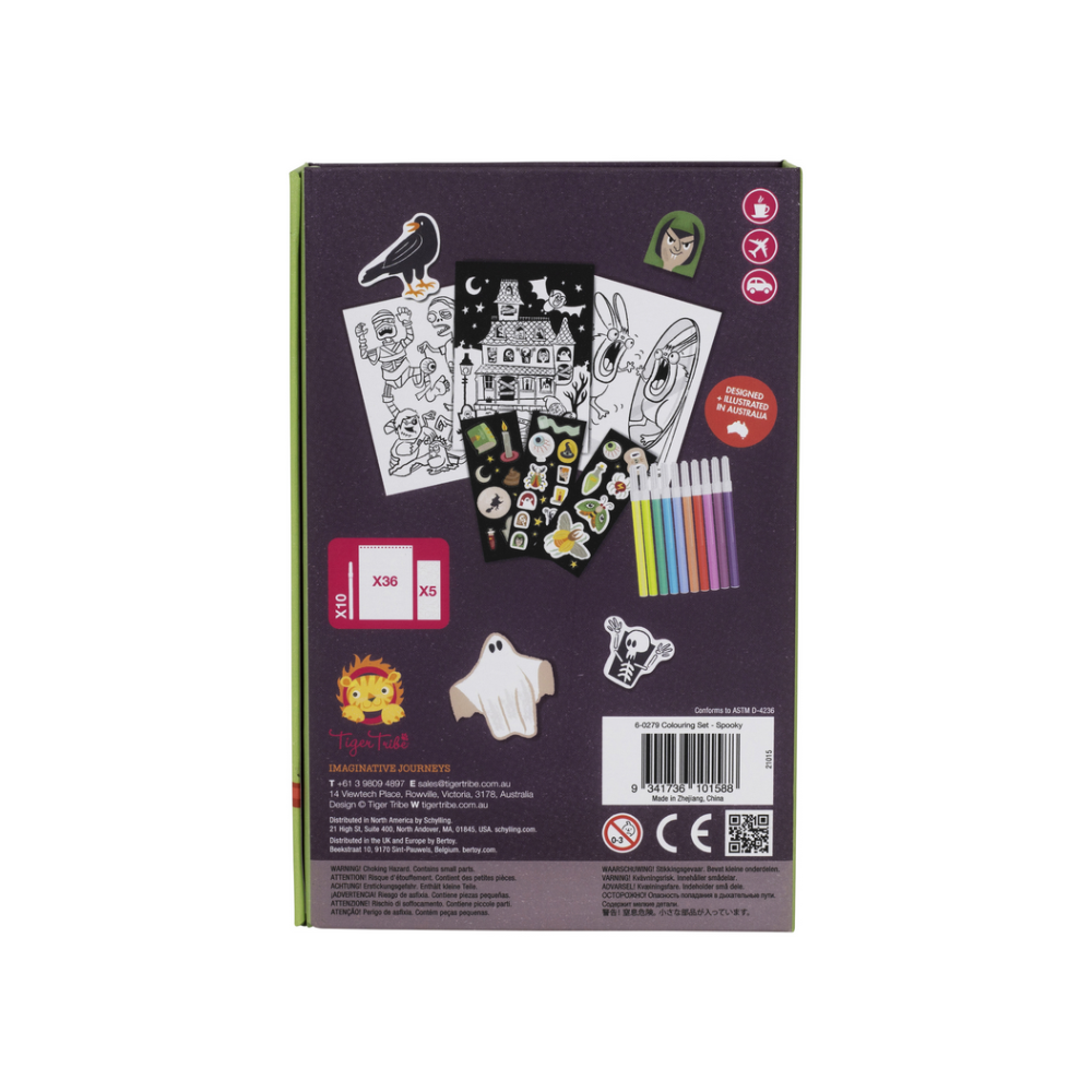 Tiger Tribe Spooky Colouring Set Back | Merchants Homewares