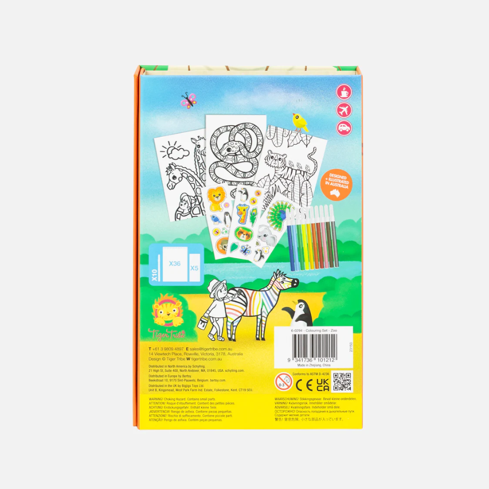 Tiger Tribe Zoo Colouring Set Back | Merchants Homewares
