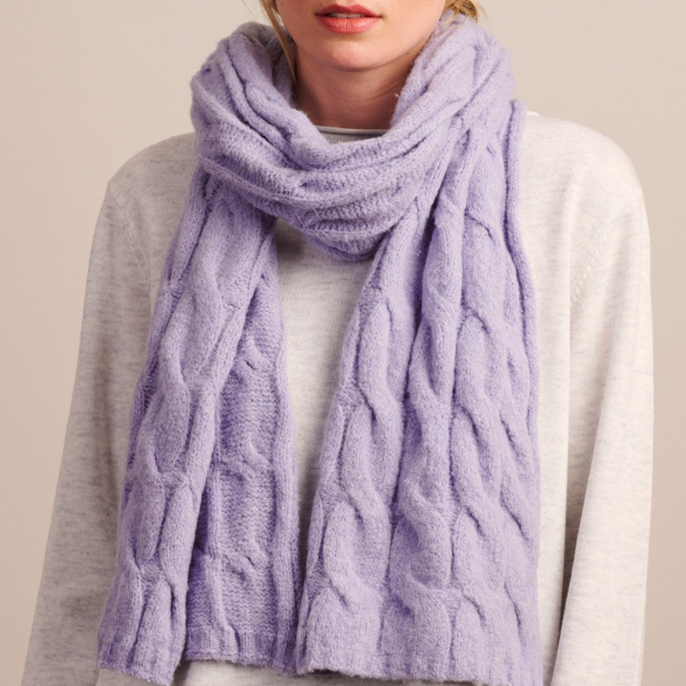 Tiger Tree Recycled Cable Knit Scarf Lilac | Merchants Homewares