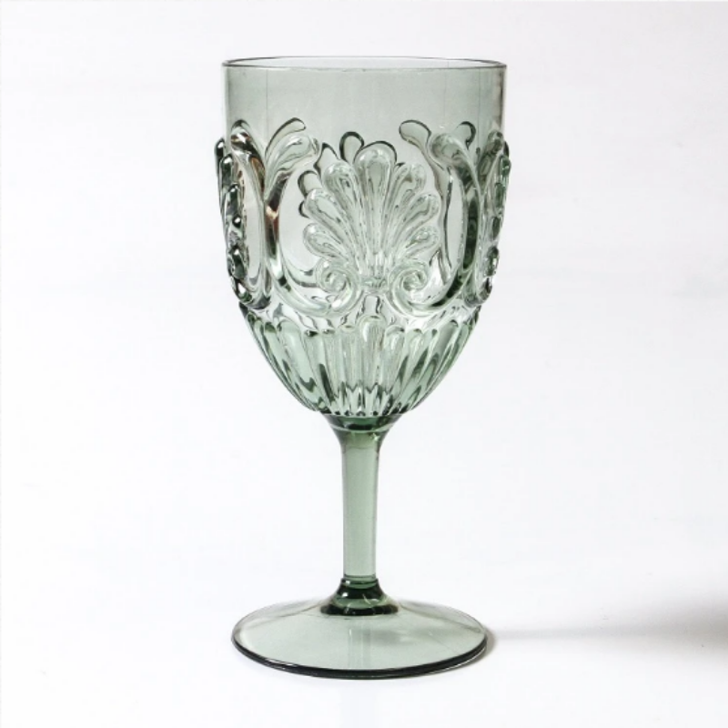 Acrylic Wine Tumbler Scallops Sage | Merchant Homewares