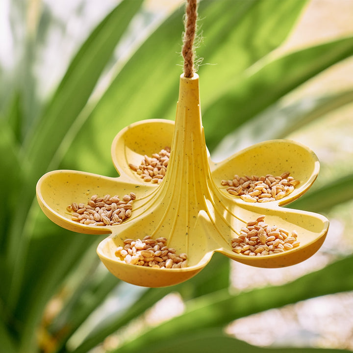 Annabel Trends Bamboo Bird Feeder Yellow Lifestyle | Merchants Homewares