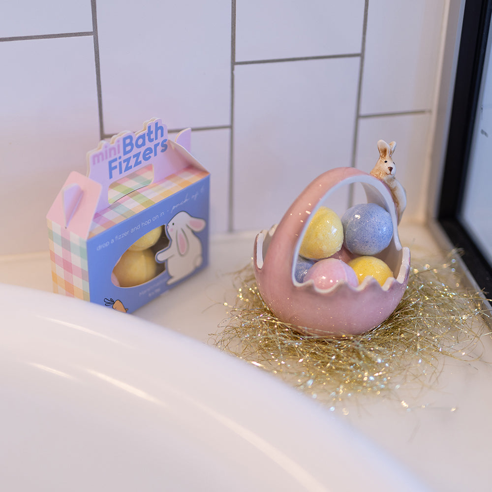 Annabel Trends Ceramic Pink Bunny Basket Large Lifestyle | Merchants Homewares