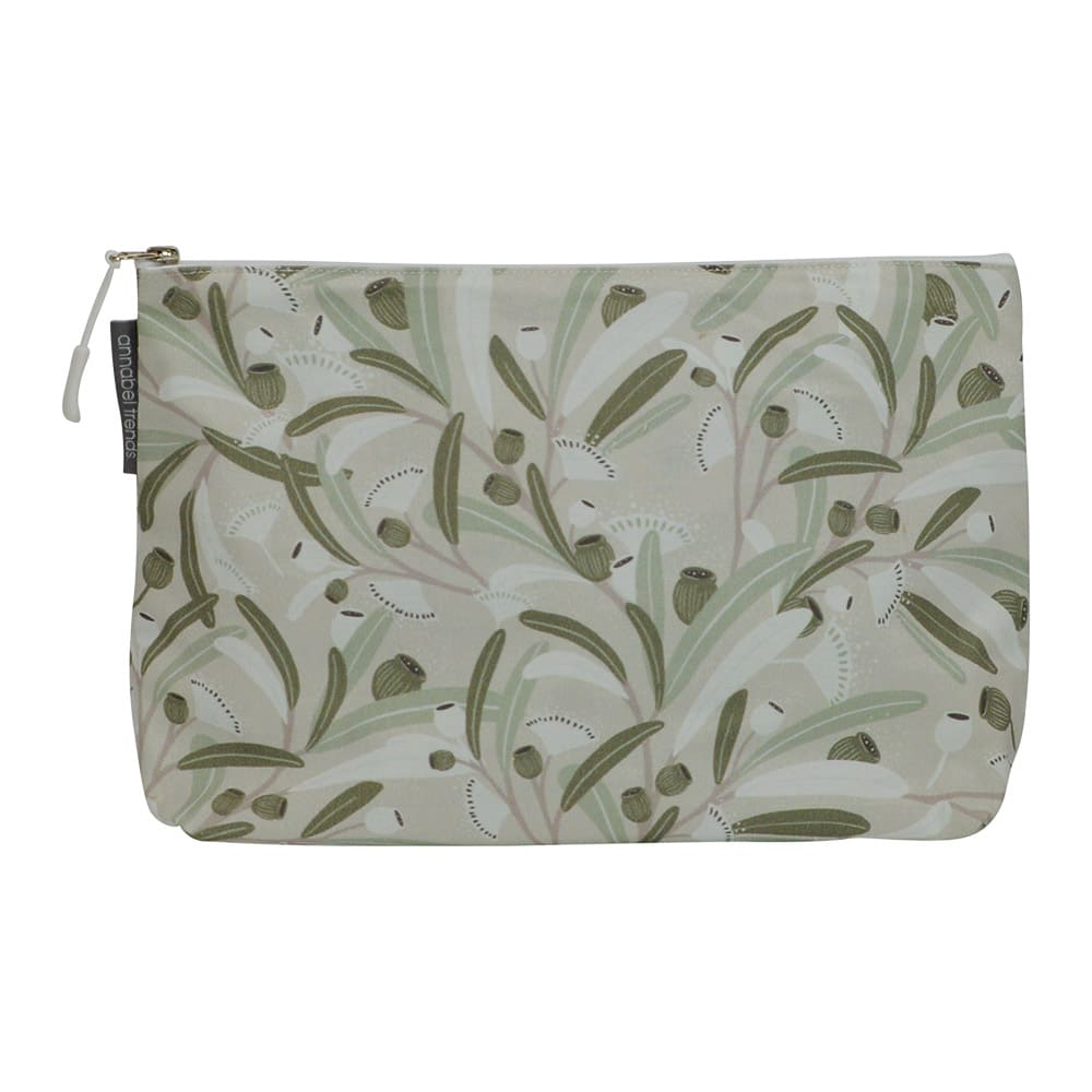 Annabel Trends Linen Cosmetic Bag Large Gumnuts Sage | Merchants Homewares