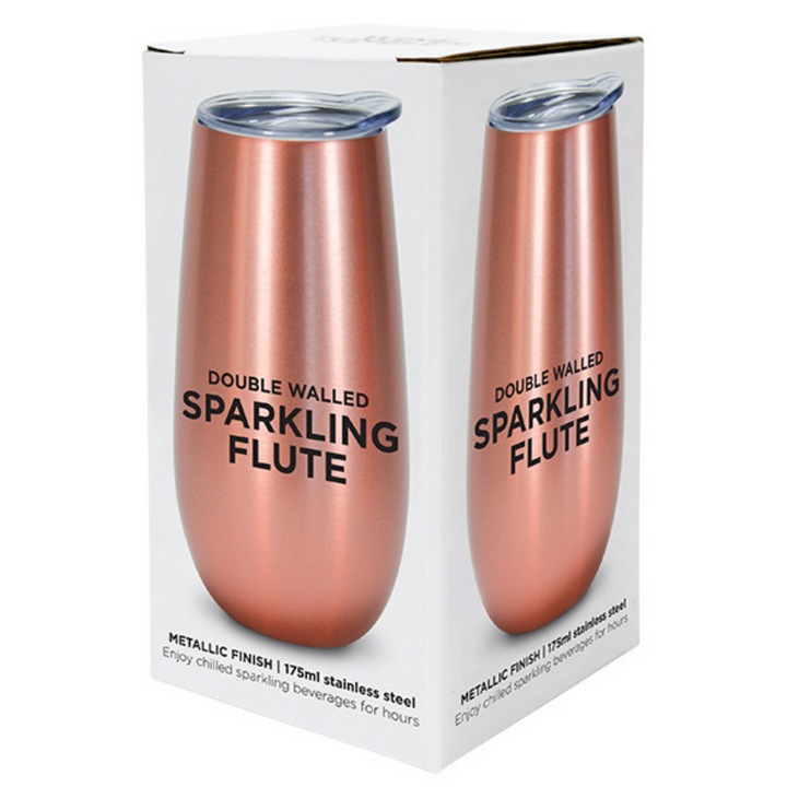 Annabel Trends Sparkling Flute Rose Gold Stainless Steel Double Walled | Merchants Homewares