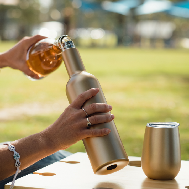Annabel Trends Wine Bottle Gold Stainless Steel Double Walled | Merchant Homewares