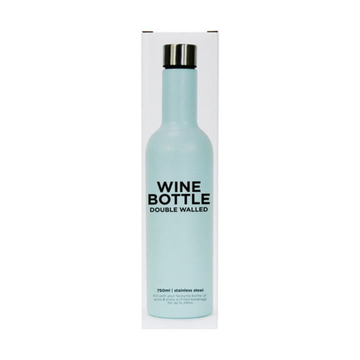 Annabel Trends Wine Bottle Matt Aqua Stainless Steel Double Walled | Merchant Homewares