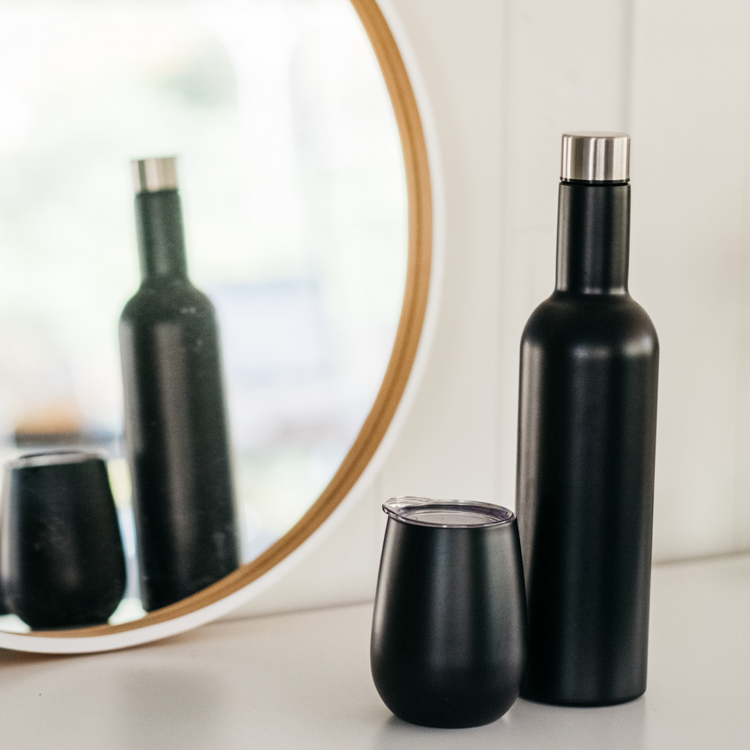 Annabel Trends Wine Bottle Matt Black Stainless Steel Double Walled | Merchant Homewares
