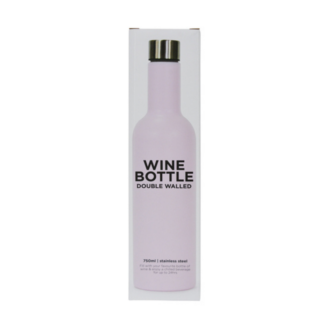Annabel Trends Wine Bottle Matt Pink Stainless Steel Double Walled | Merchant Homewares