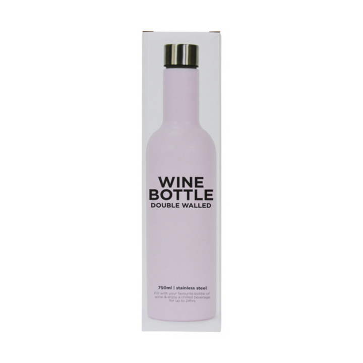 Annabel Trends Wine Bottle Matt Pink Stainless Steel Double Walled | Merchant Homewares