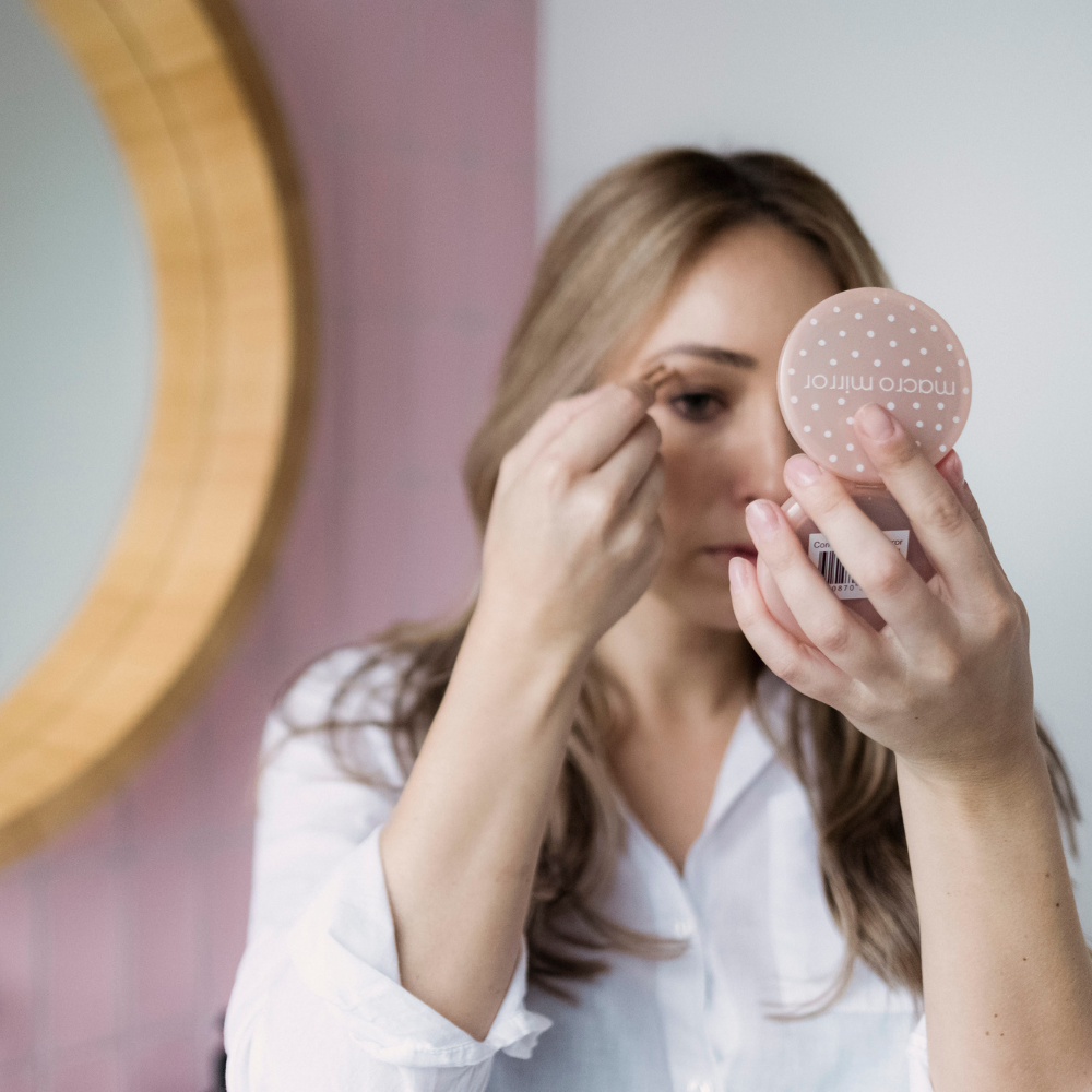 Annabelle Trends Compact Macro Mirror metallic rose gold lifestyle | Merchants Homewares