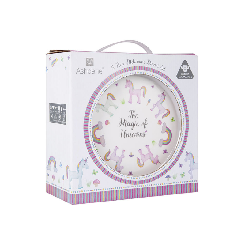Ashdene 5-piece Melamine Dinner Set The Magic Of Unicorns | Merchants Homewares