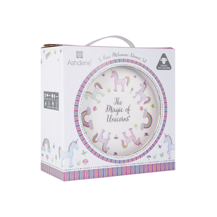 Ashdene 5-piece Melamine Dinner Set The Magic Of Unicorns | Merchants Homewares