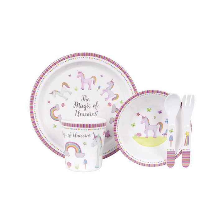 Ashdene 5-piece Melamine Dinner Set The Magic Of Unicorns | Merchants Homewares