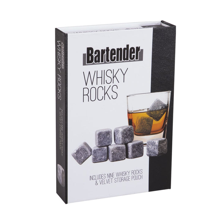Bartender Whiskey Rocks Set of 9 with Velvet Bag | MerchantsHomewares