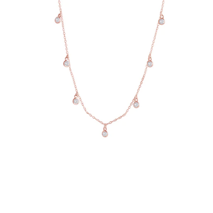 Bianc Cz Bezel Scattered Drop Necklace Rose Gold | Merchants Homewares