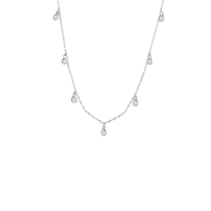 Bianc Cz Bezel Scattered Drop Necklace Silver | Merchants Homewares