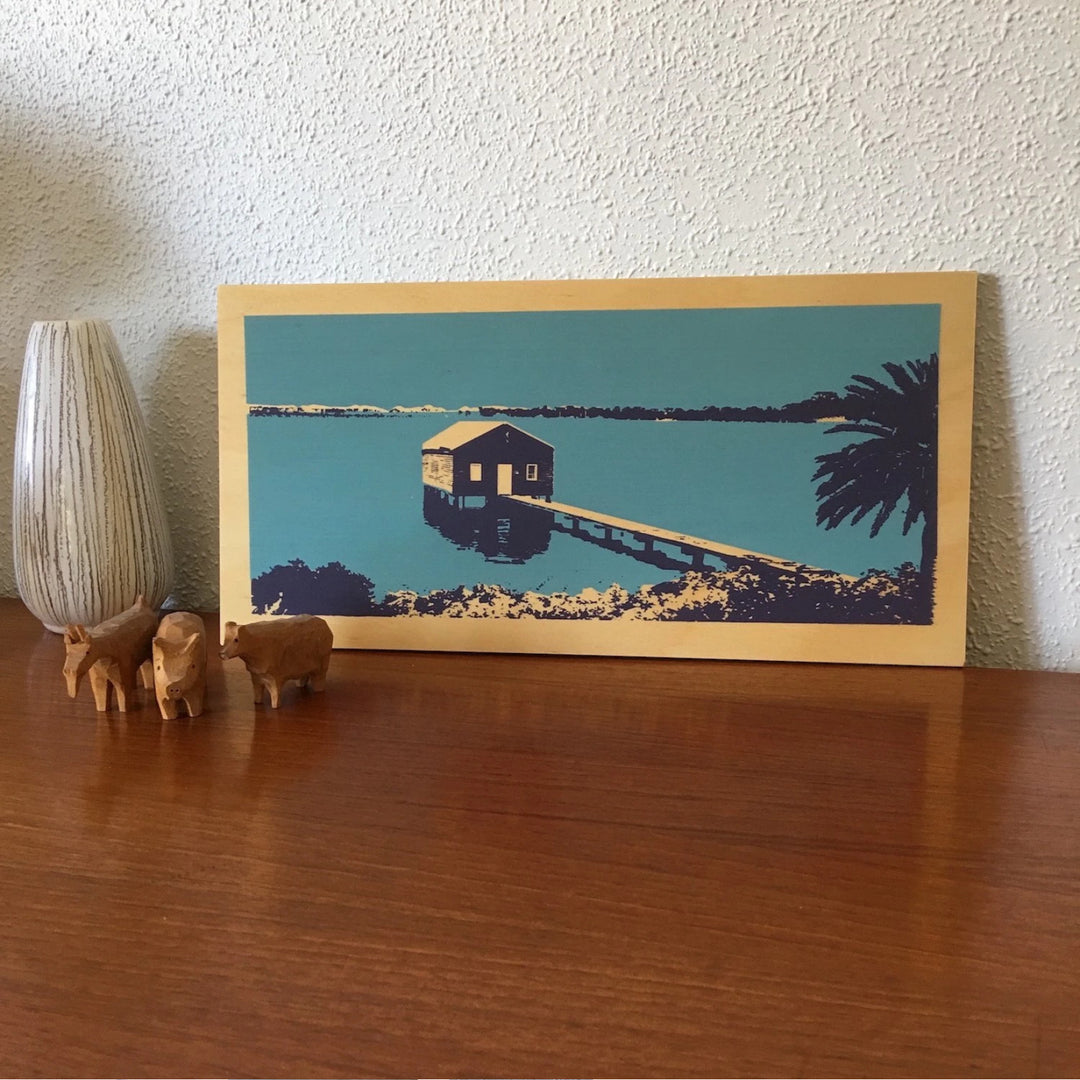 Blue Lawn | Boat House on Swan River on Plywood