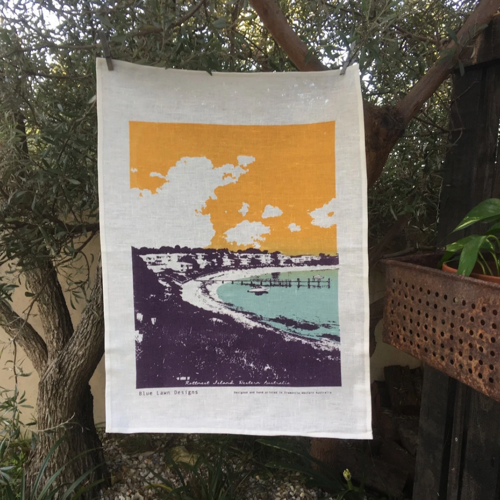 Blue Lawn Geordie Bay, Rottnest Island Tea Towel | Merchants Homewares