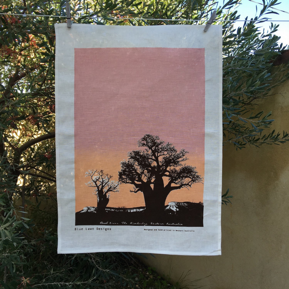 Blue Lawn | Boab Trees, Kimberley Tea Towel