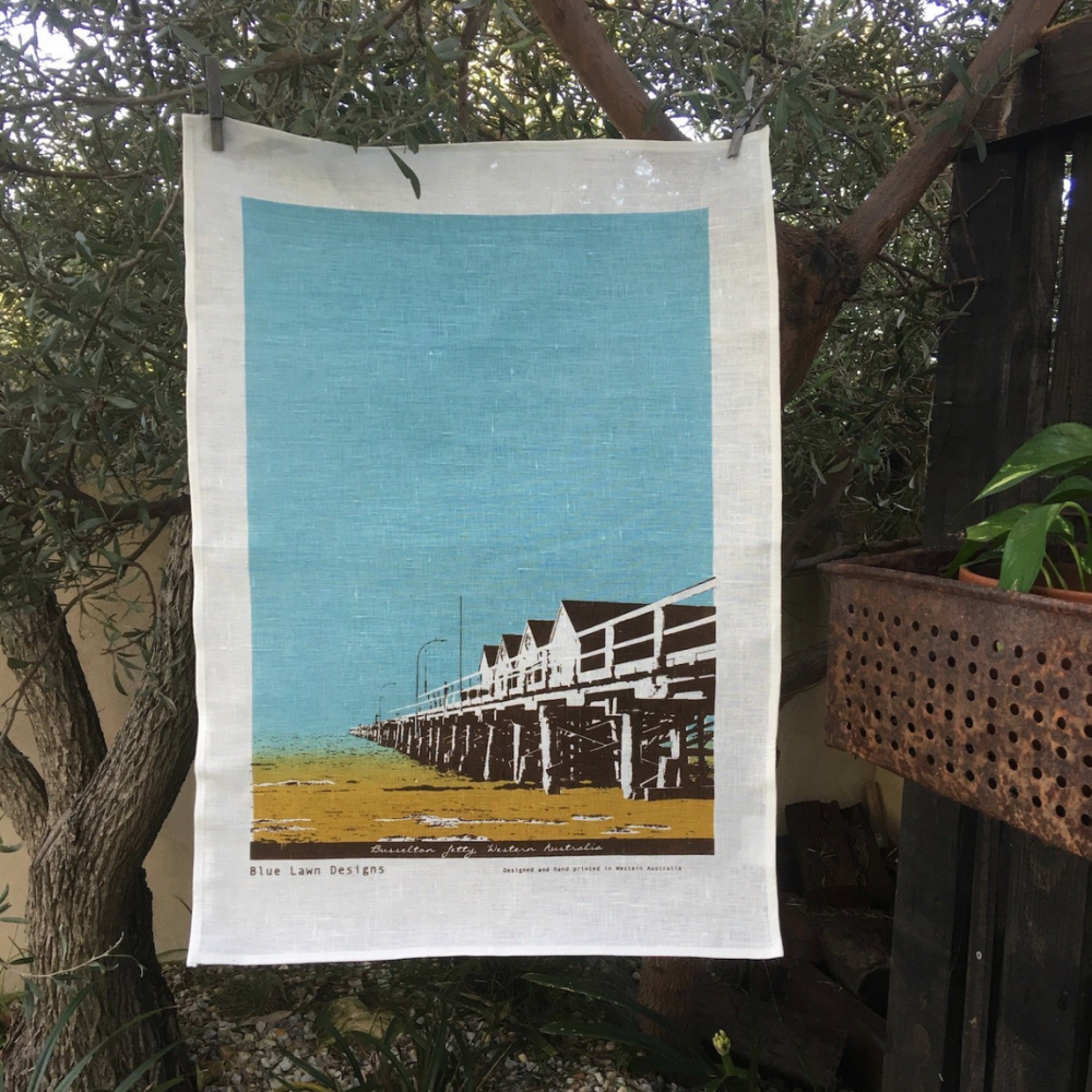 Blue Lawn Tea Towels Busselton Jetty | Merchants Homewares
