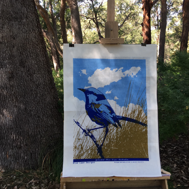 Blue Lawn | Splendid Blue Fairywren Tea Towel