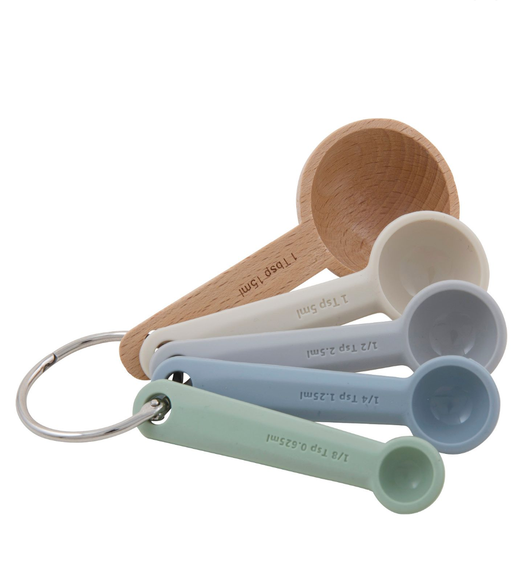 CLASSIC SILICONE/WOOD MEASURING SPOON SET 5PCE MERCHANTS HOMEWARES