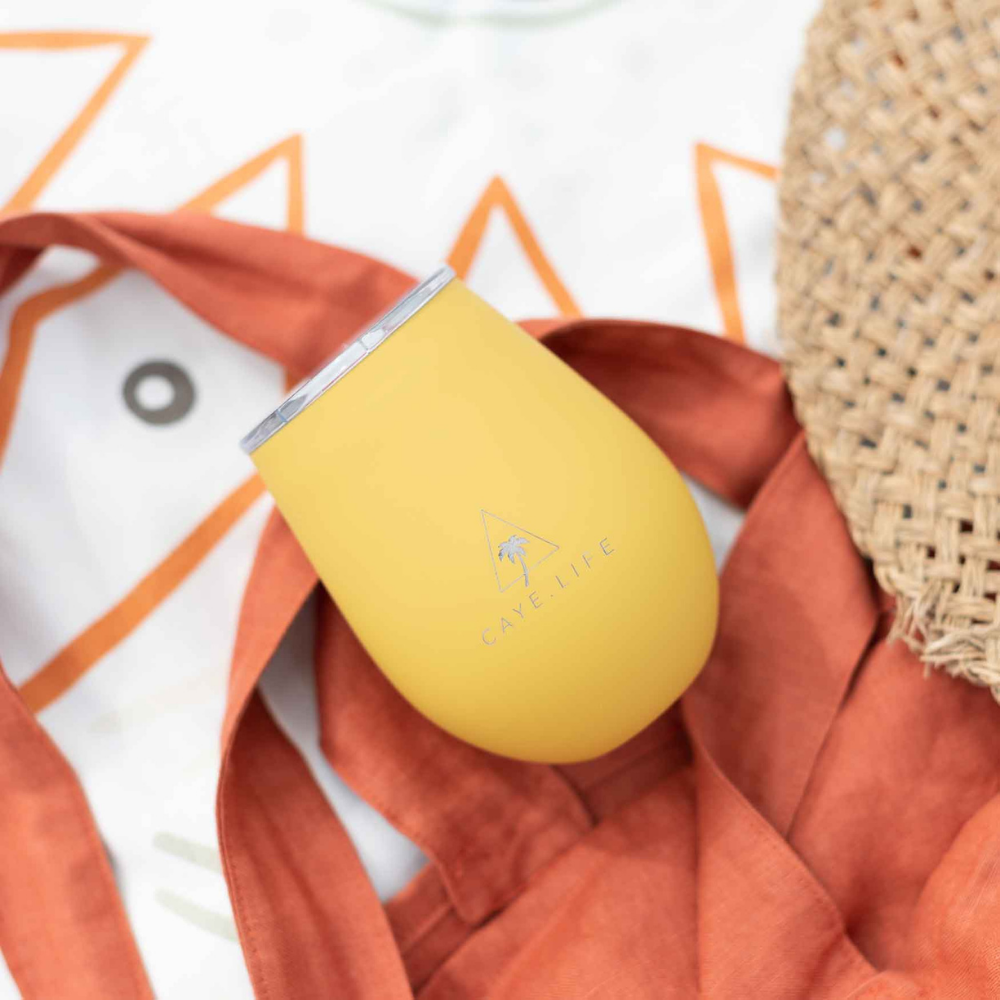 Caye Life Reusable Cup Mustard lifestyle | Merchants Homewares