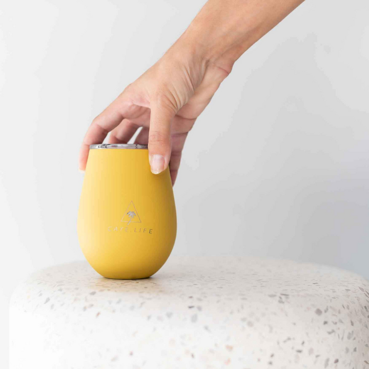 Caye Life Reusable Cup Mustard lifestyle | Merchants Homewares