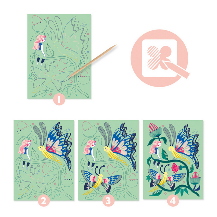 Djeco Fantasy Garden Scratch Cards | Merchants Homewares