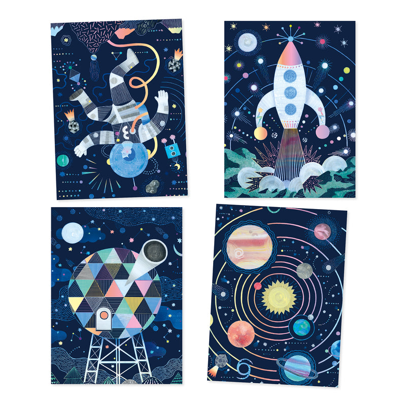 Djeco | Cosmic Mission Scratch Cards | Open | Merchant Homewares