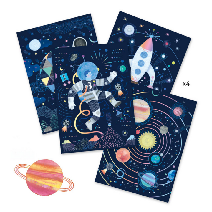 Djeco | Cosmic Mission Scratch Cards | Open | Merchant Homewares