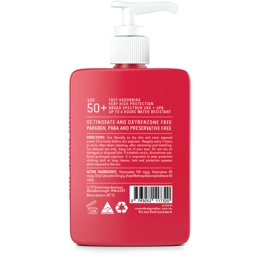 Feel Good Inc Signature Sunscreen 400ml back | Merchants Homewares