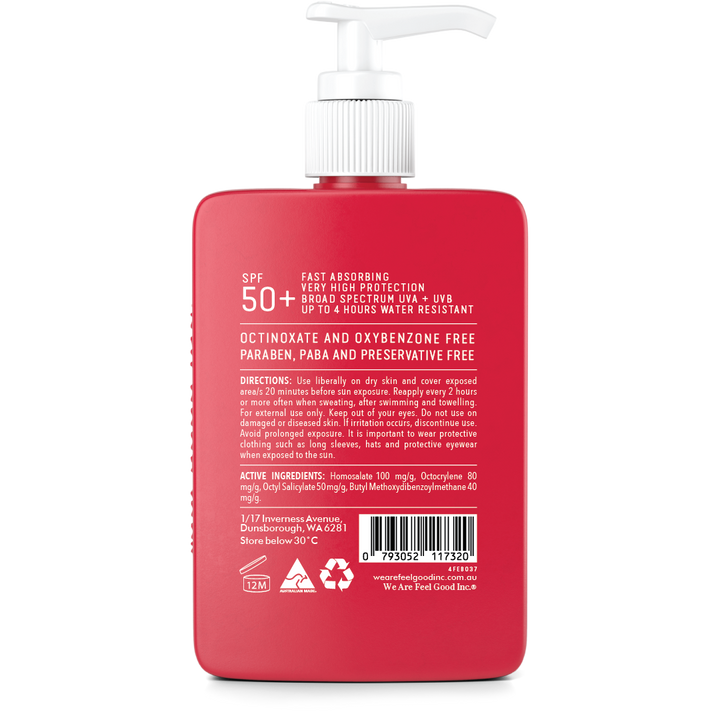 Feel Good Inc Signature Sunscreen 400ml back | Merchants Homewares