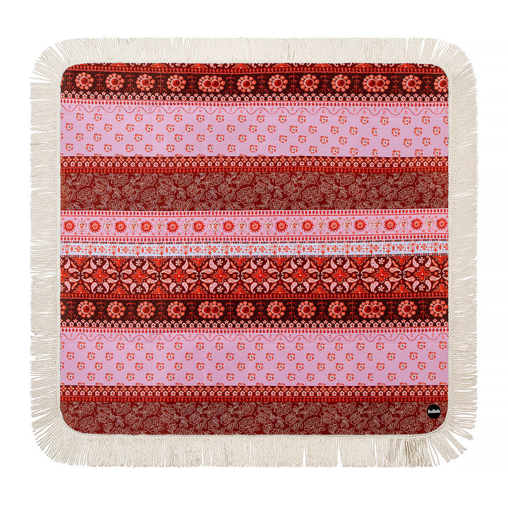 Kollab | Holiday Fringed Picnic Mat 1.45 x 1.45cm | Goa | Open | Merchant Homewares