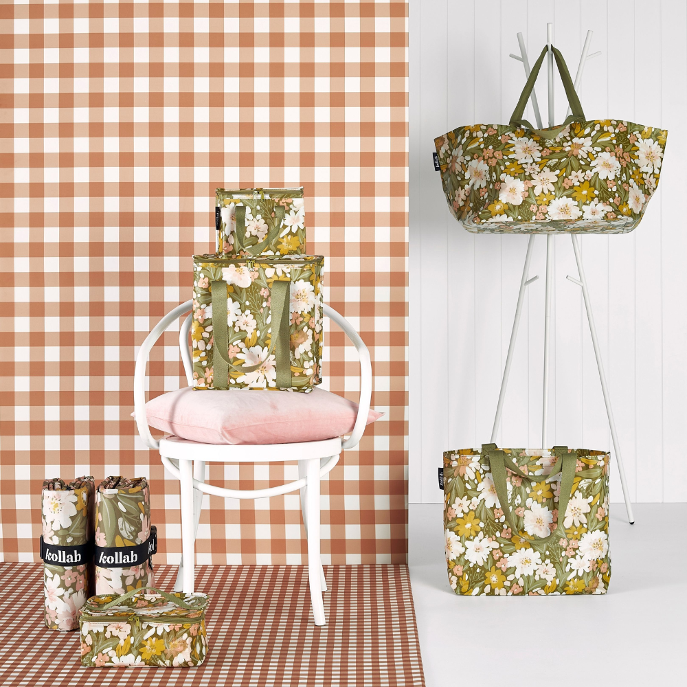 Kollab Cooler Bag Khaki Floral Lifestyle | Merchants Homewares